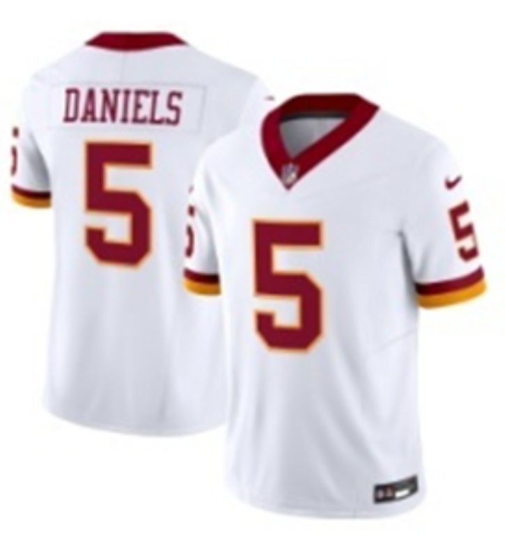 Men 2025 Washington Commanders #5 Daniels White Four generations Nike Limited NFL Jersey 02